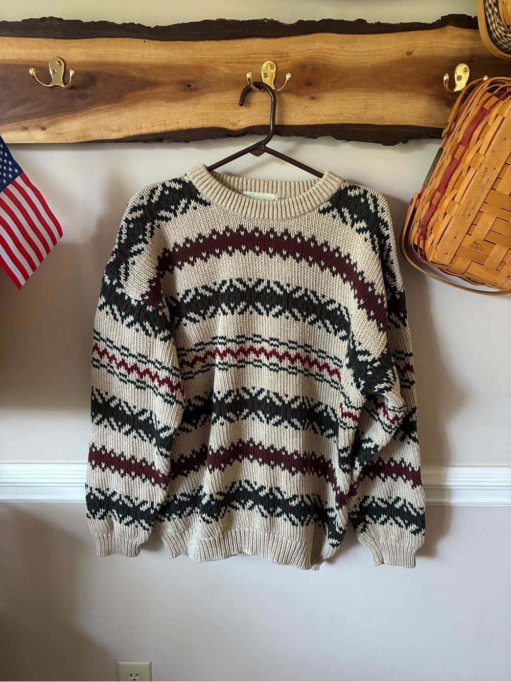 Vintage Eddie Bauer Cabincore Cotton Fair Isle Sweater M